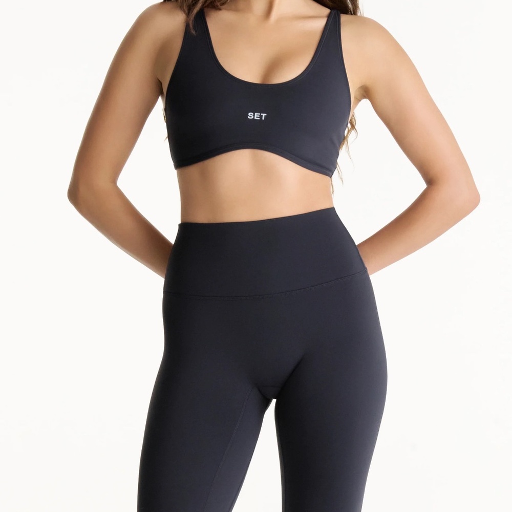 Set Active Luxform Lux Stitch Bra and High-Rise Leggings in black M NWT